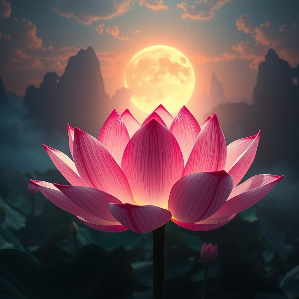 Ethereal Lotus Blooms in Cinematic Digital Painting