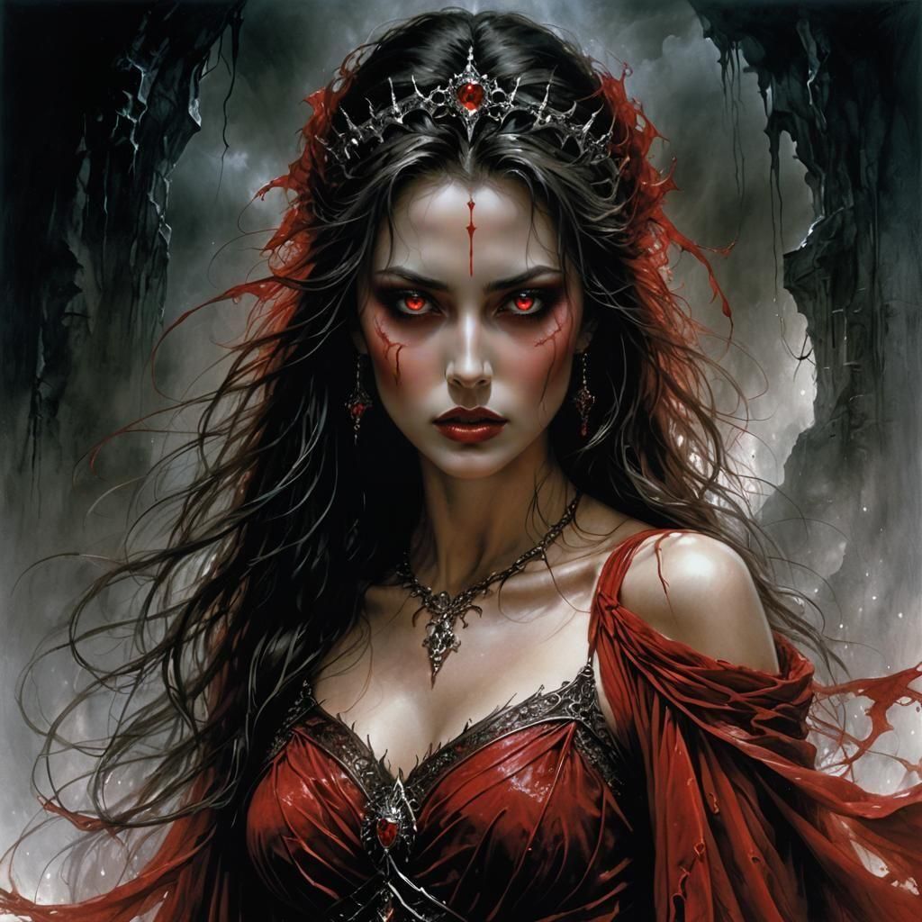 Dramatic Red Portrait in Dark Fantasy Style