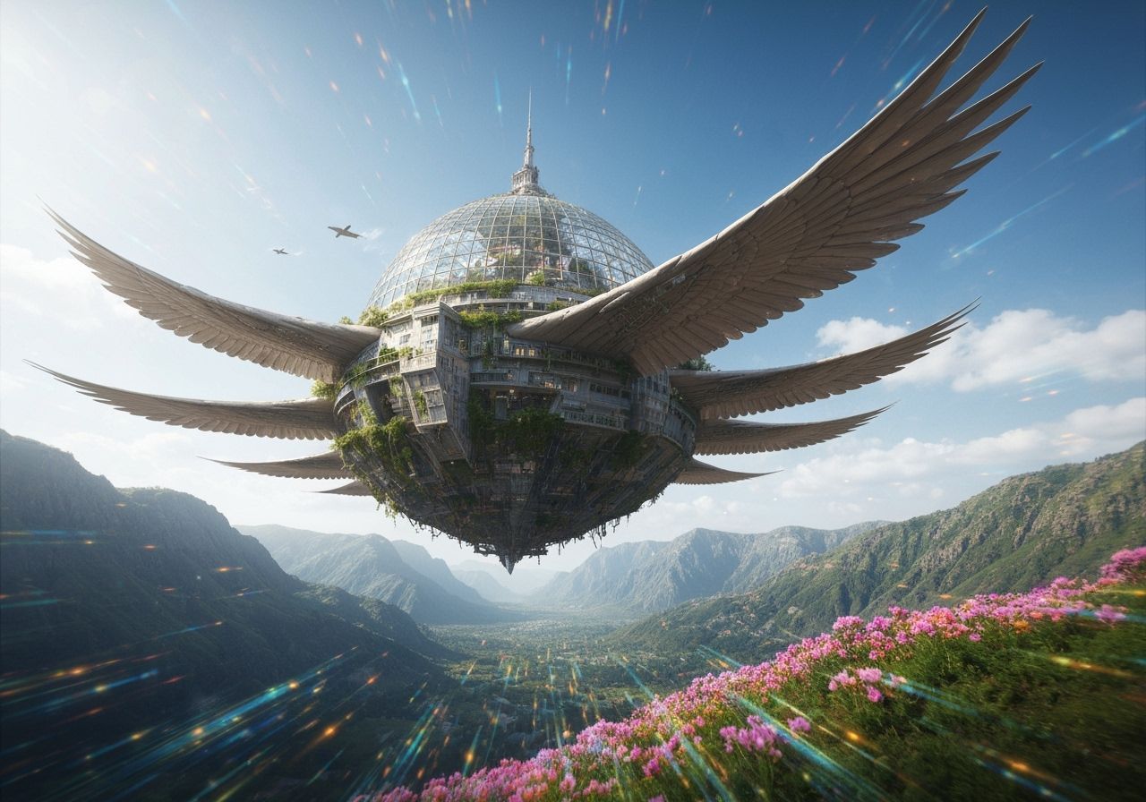 Flying Island Fantasy Arcology Biosphere Time-Mind Continuum