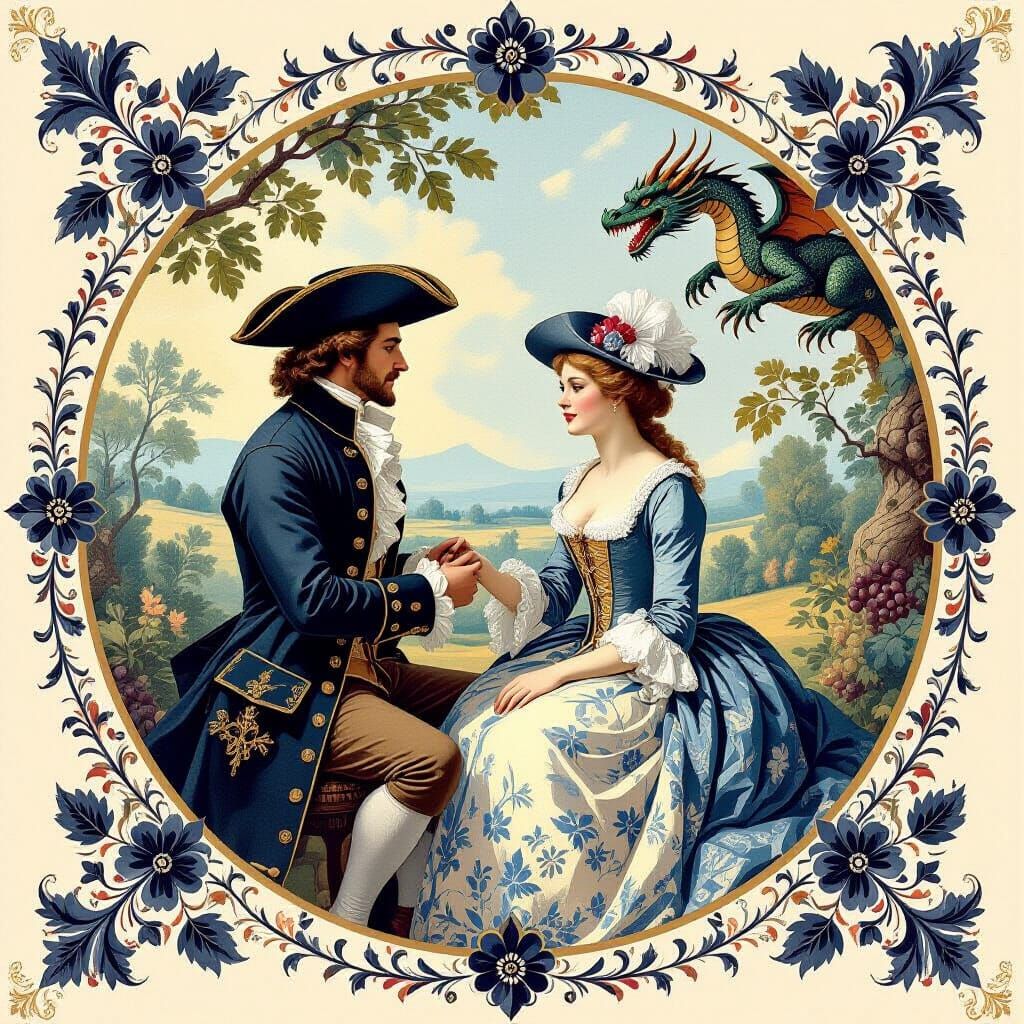 17th-Century Romance in Toile de Jouy Style