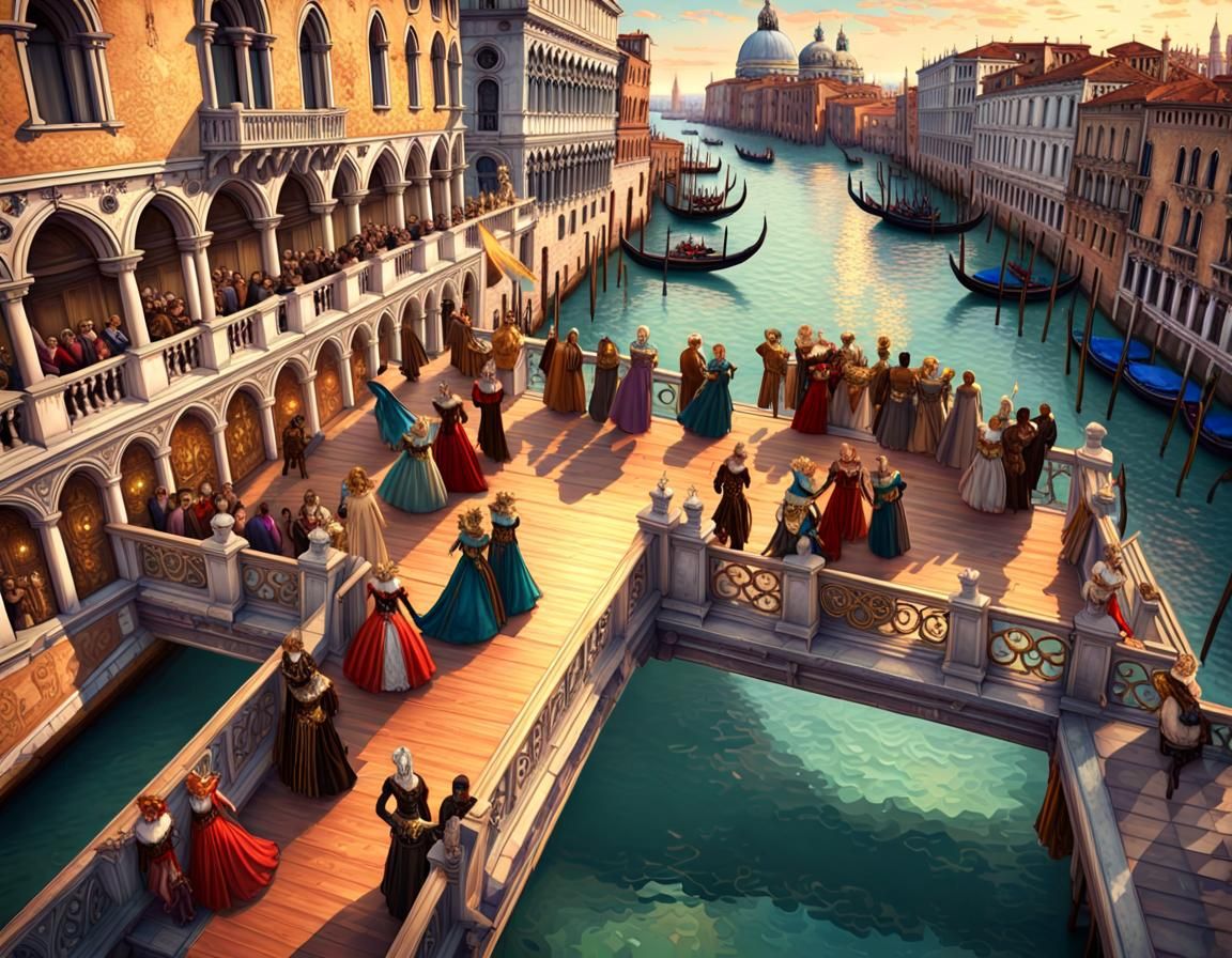 Venice Carnival: Il Ballo del Doge in Gouache Style