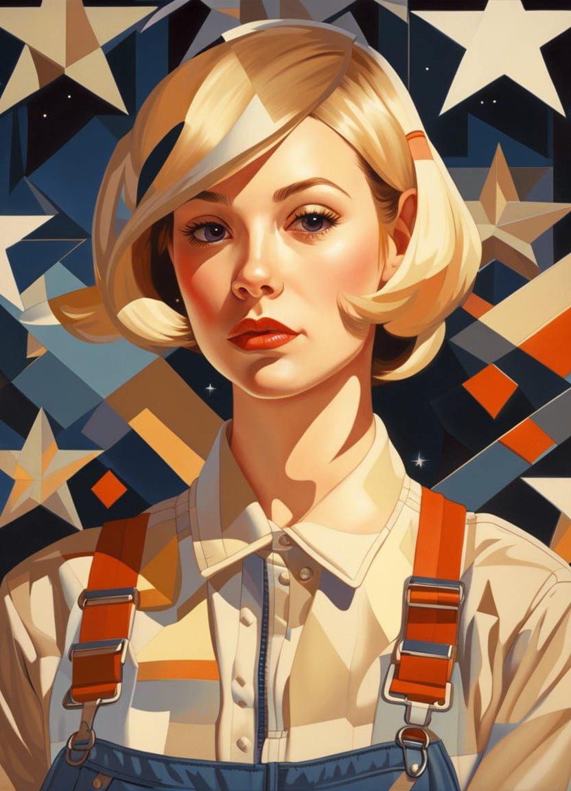 Geometric Woman Portrait in Digital Art Style