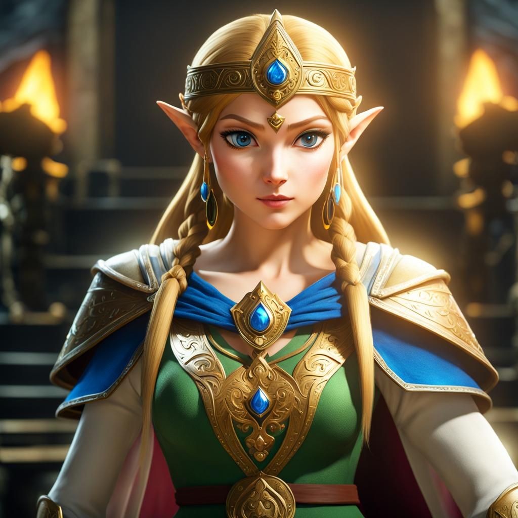 Princess Zelda Action Scene in Realistic 8K Photo