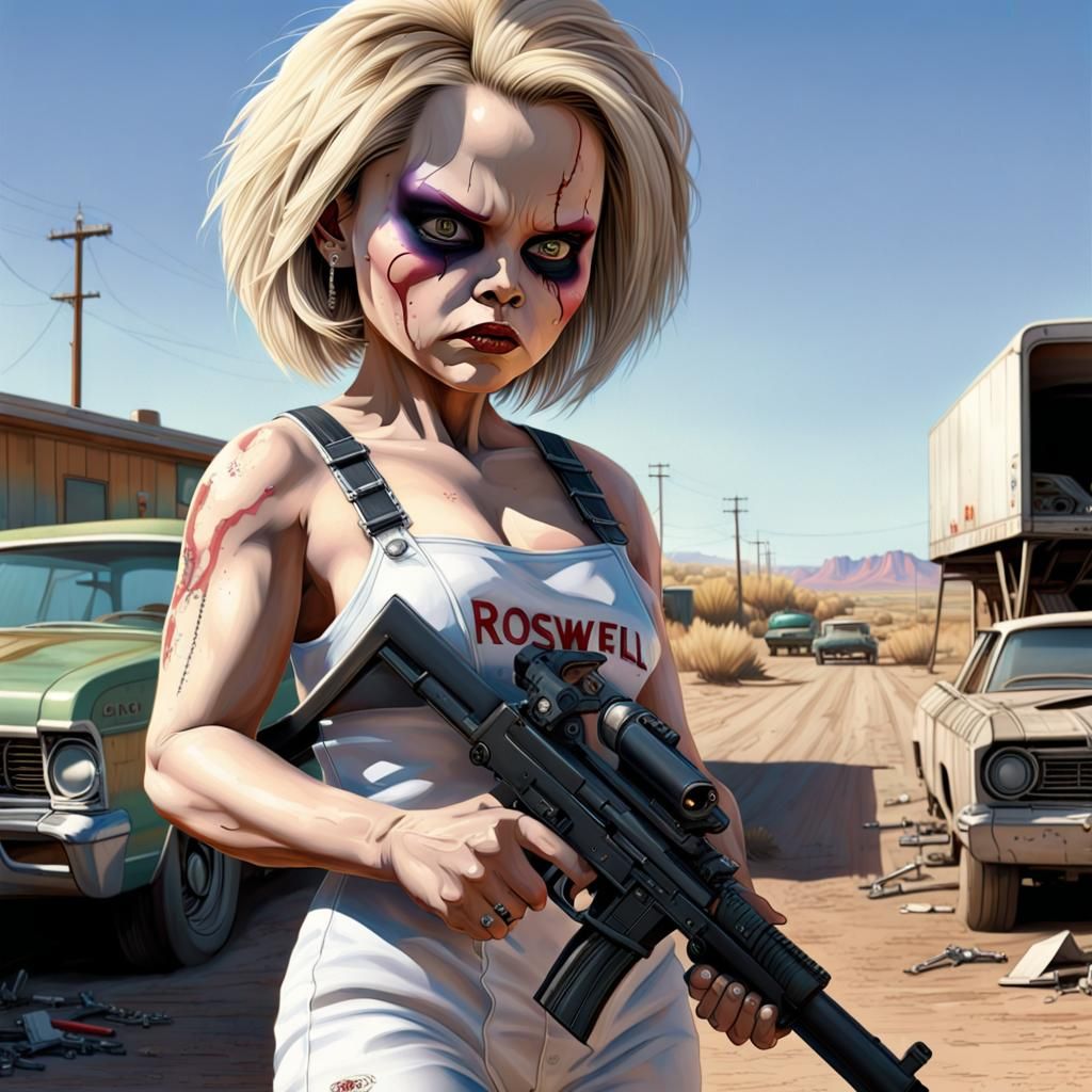 Hyperrealistic Terminator Bride in Roswell, New Mexico