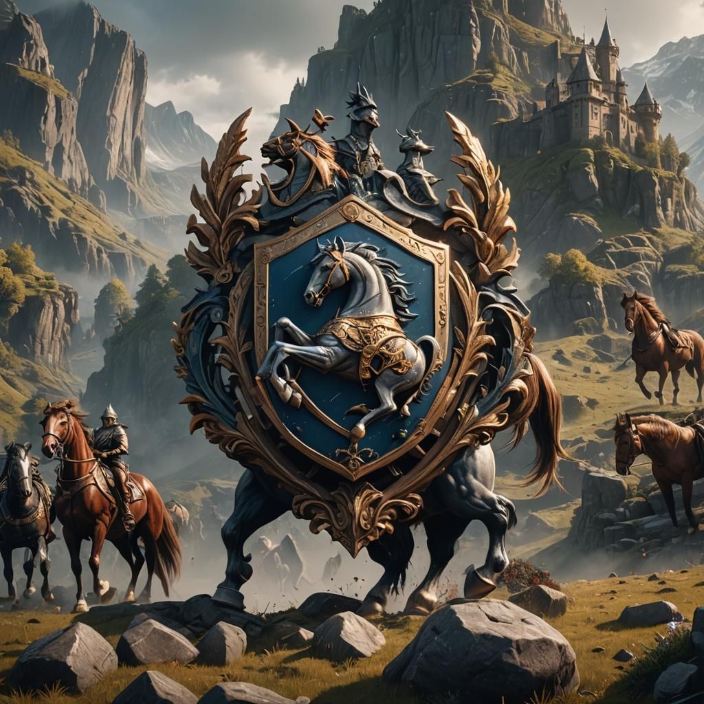 Llewelyn Crest with Horses: Detailed Matte Painting