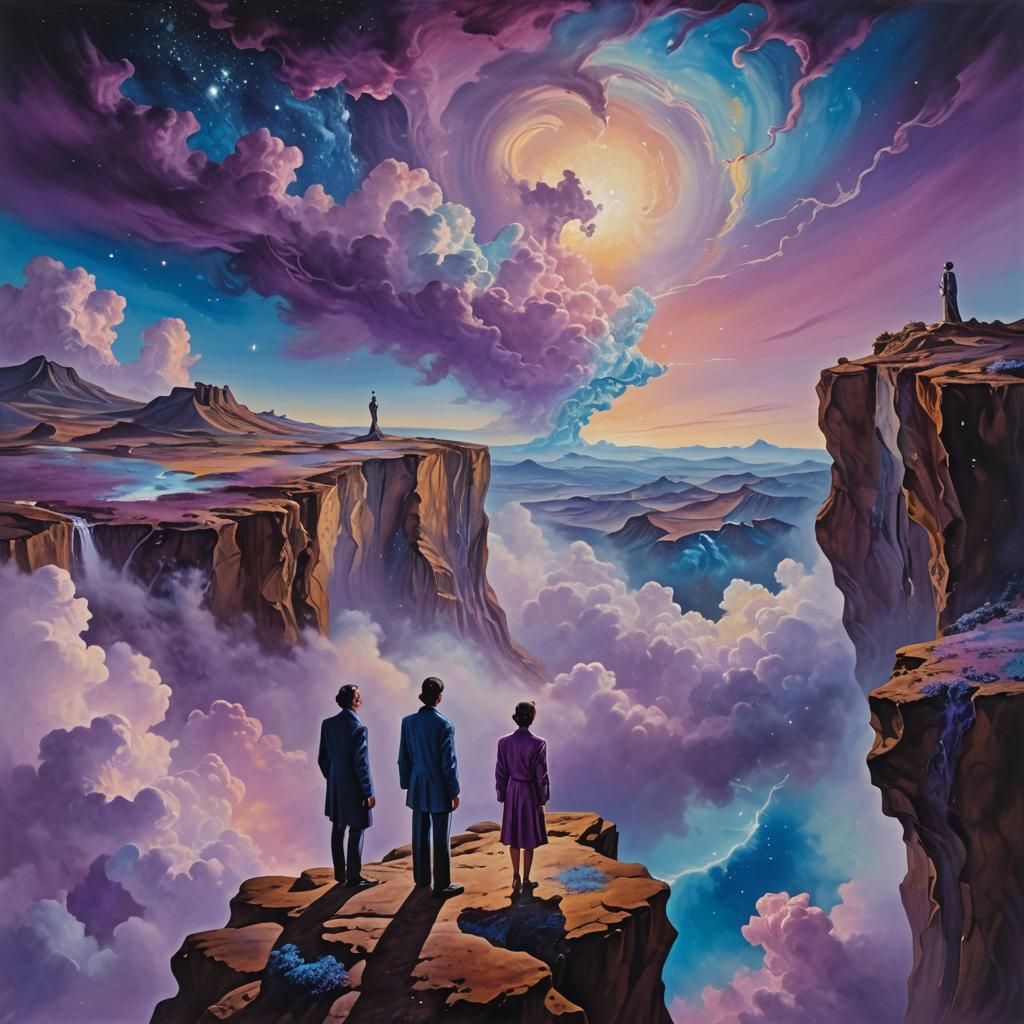 Surreal Starry Expanse at Cliff's Edge