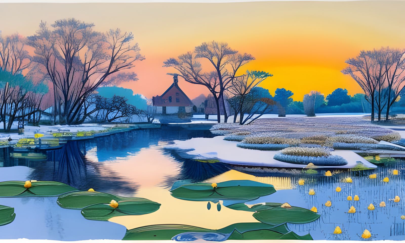 Good Morning All #22: Frosty Village Pond