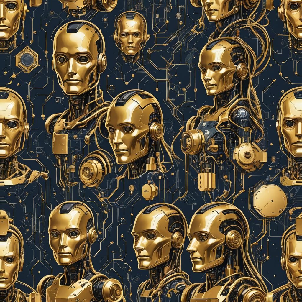 Golden Superpowered Figure at the Brink of AI