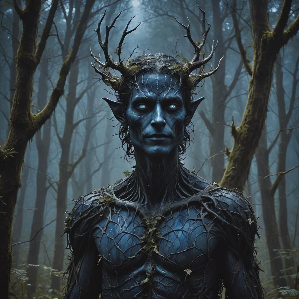 Dark Fae Emerges from Forest Shadows