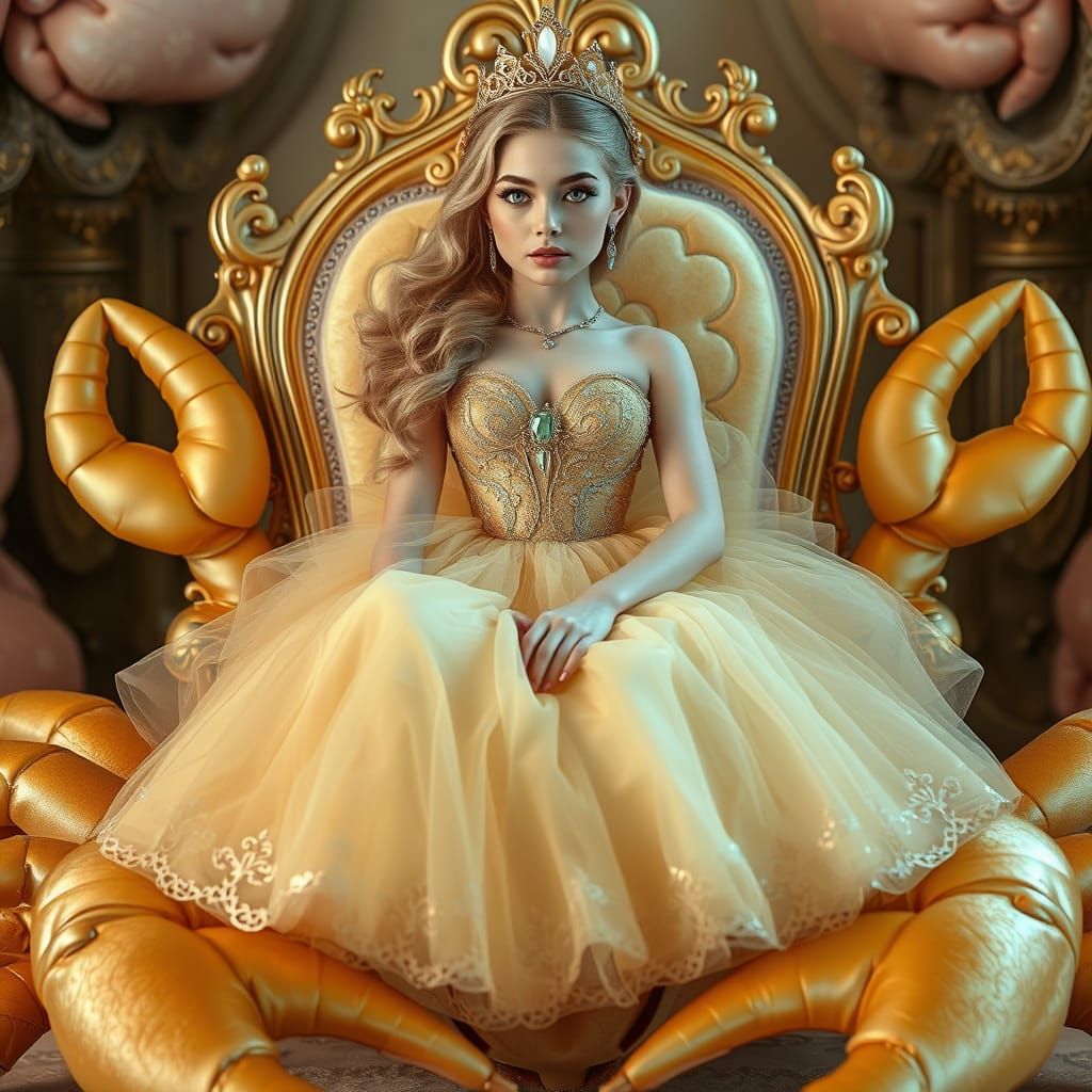 Woman on Crab Throne: Dreamy Luxurious Fantasy