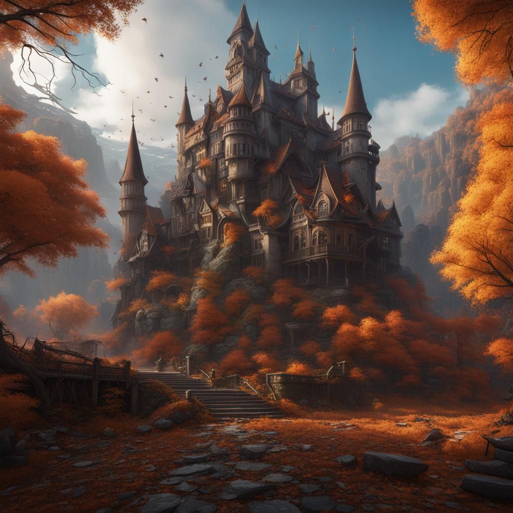 Fantastical November Landscape in Detailed Matte Painting