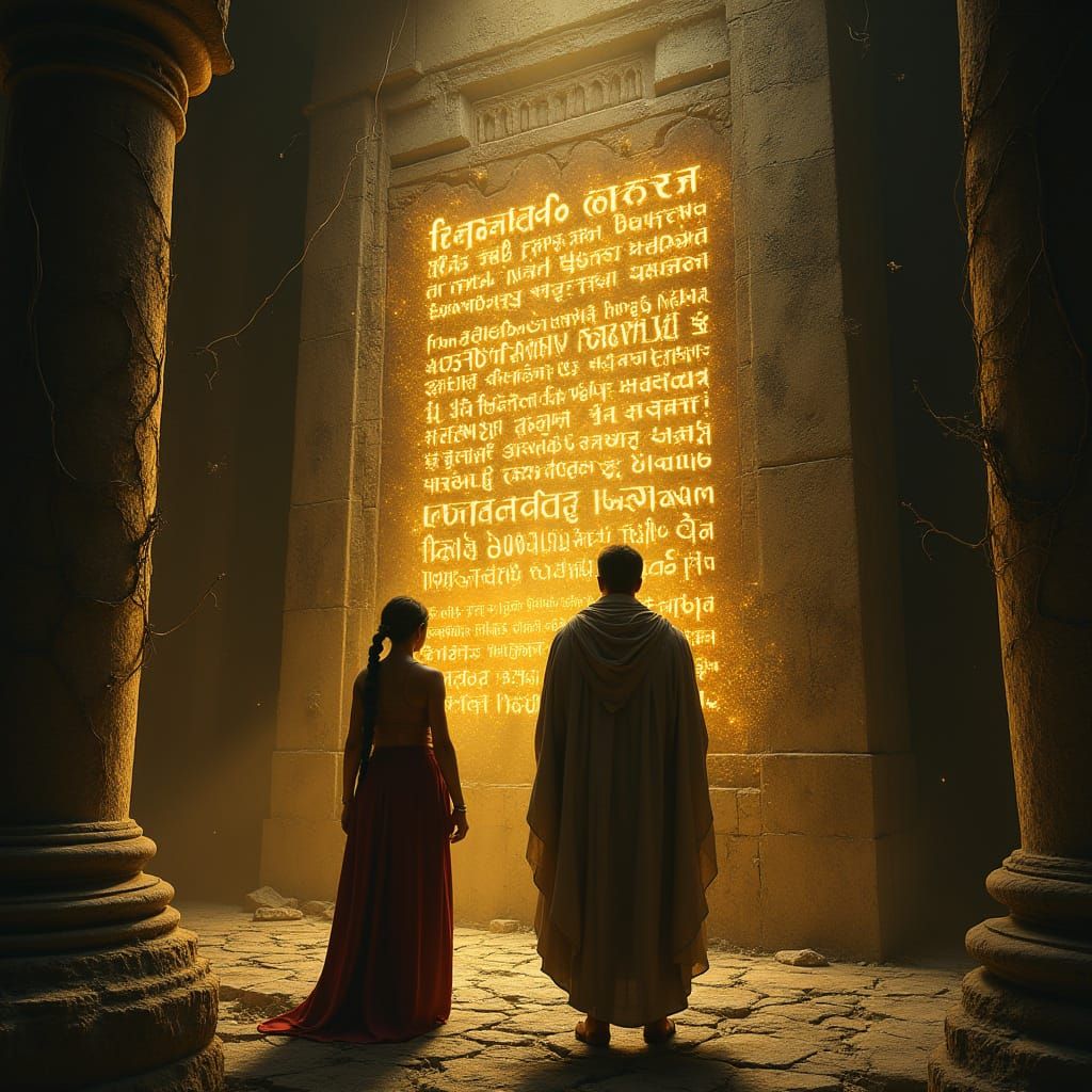 Ancient Library Wall Unveils Glowing Riddle