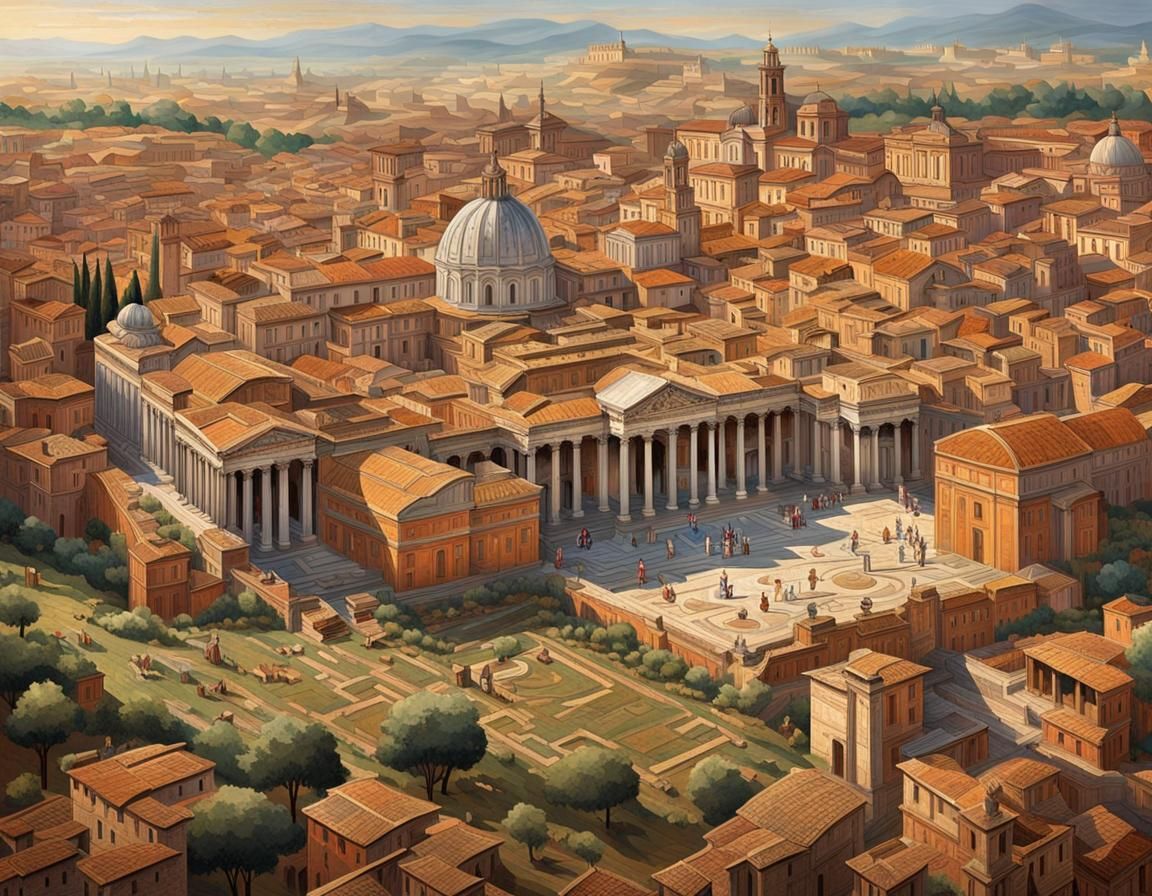 Mosaic Map of Ancient Rome in Classical Photography Style