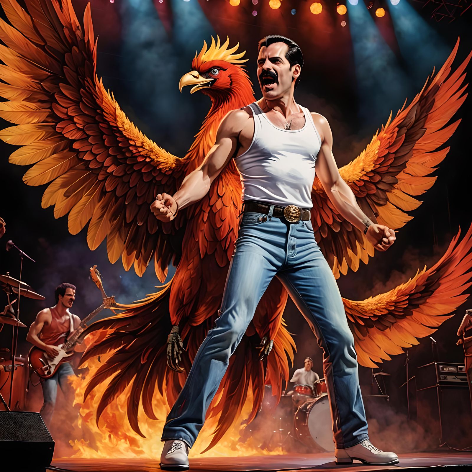 Freddie Mercury on Stage with Phoenix