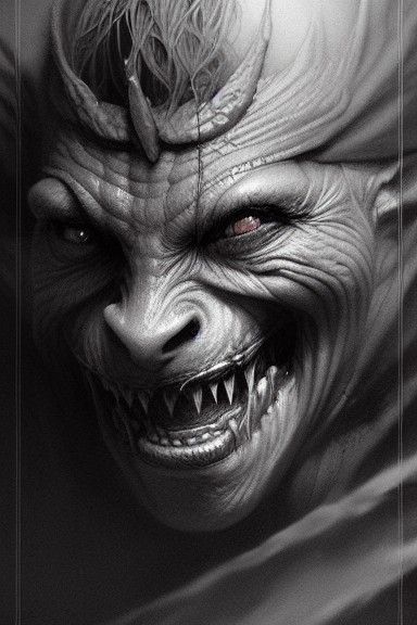 Hyperdetailed Manga Portrait of an Orc King