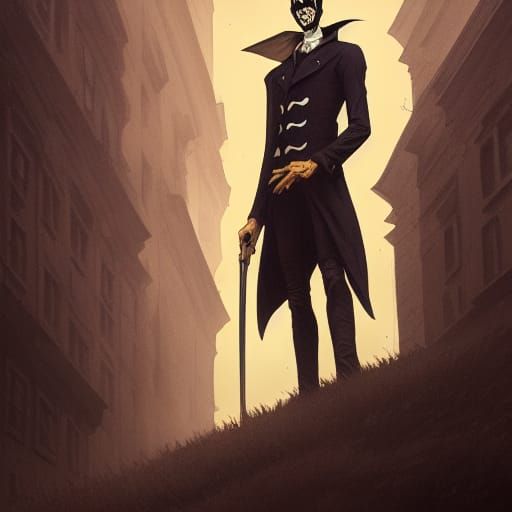 Spring-Heeled Jack in Junji Ito Style