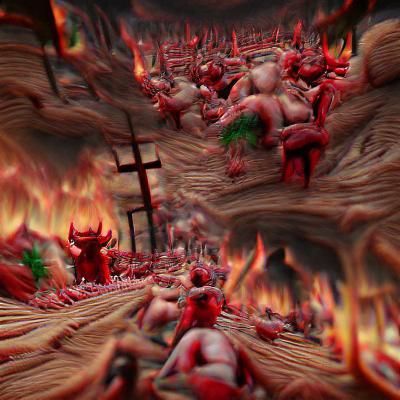 Suffering in Hell: 8K 3D Rendering