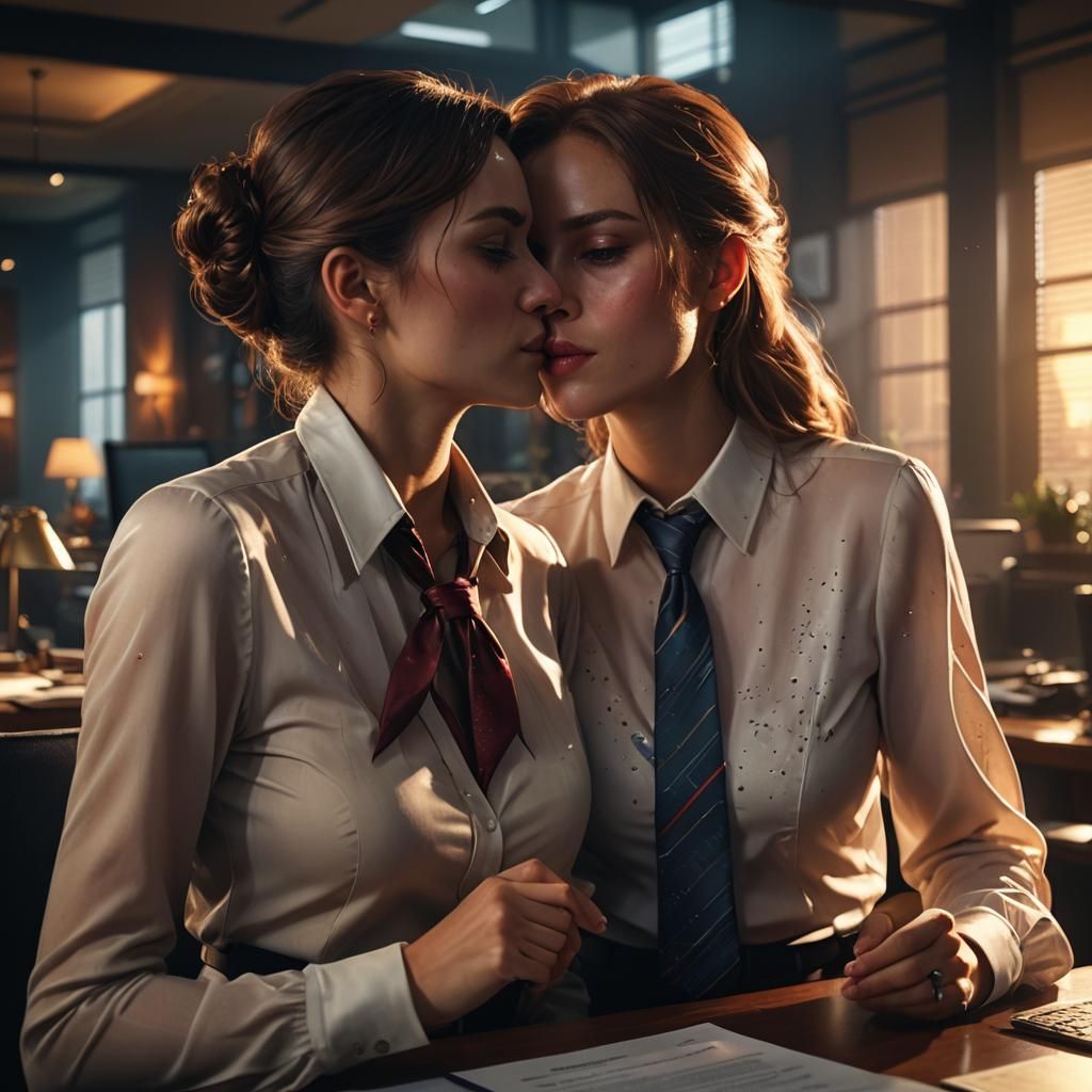 Fantasy Office Kiss: A Luxurious Concept Art