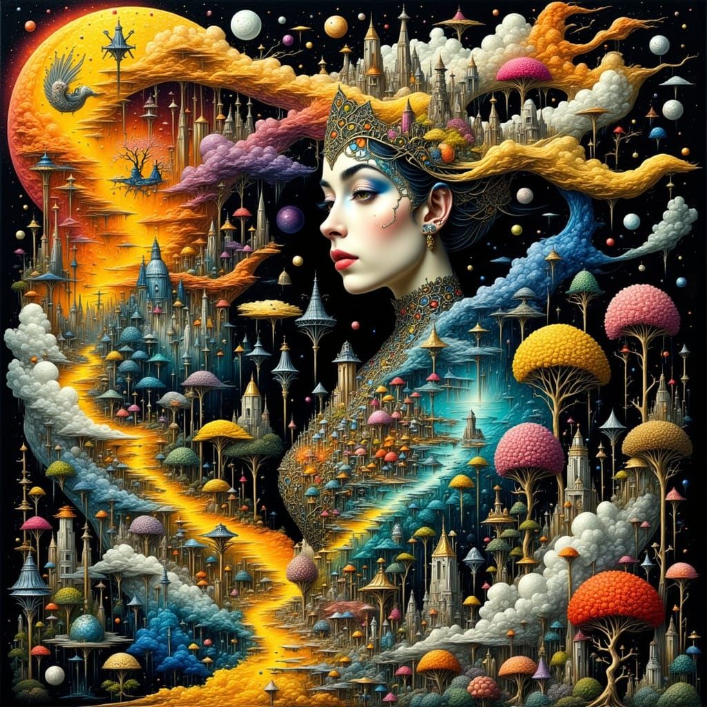 Contemplative Dreamer in Surreal Baroque Style