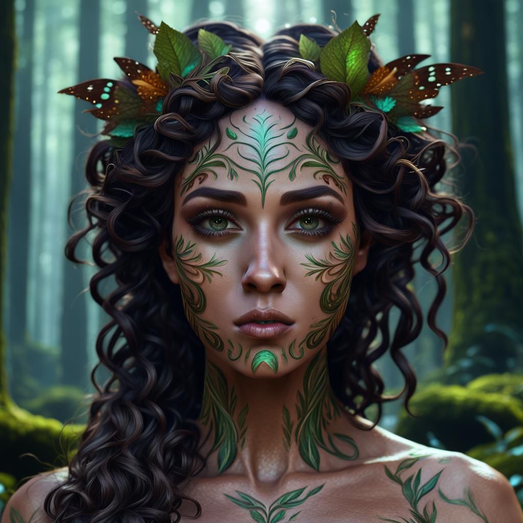 Forest Nymph with Symmetrical Features: Fantasy Art