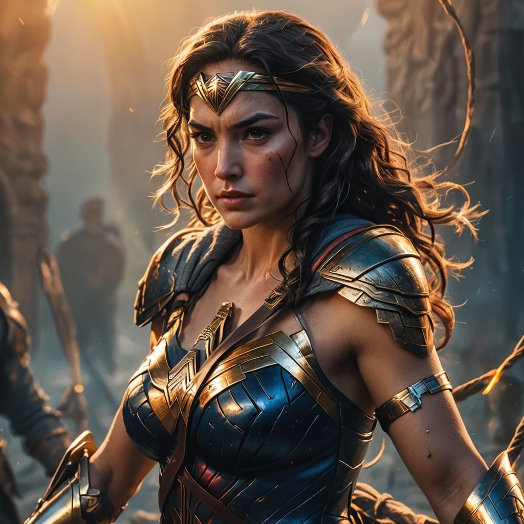 Heroic Wonder Woman Portrait in Fantasy Art Style