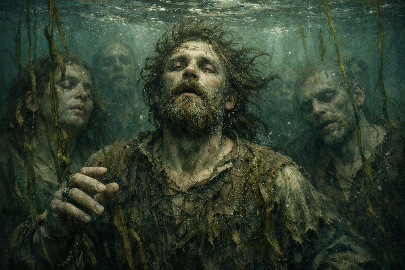 Undead Villagers Drifting in Murky Coastal Waters