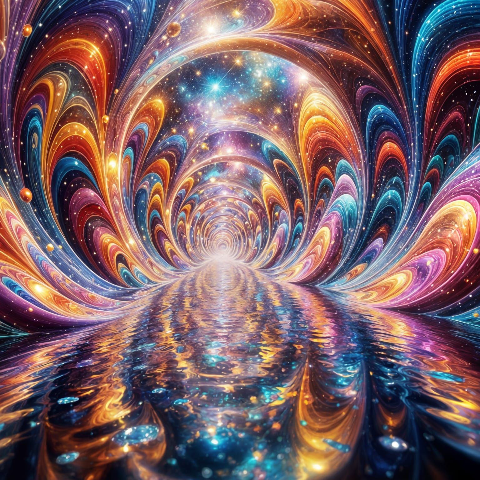 Vibrant Kaleidoscope Maze in Dreamy Surrealism