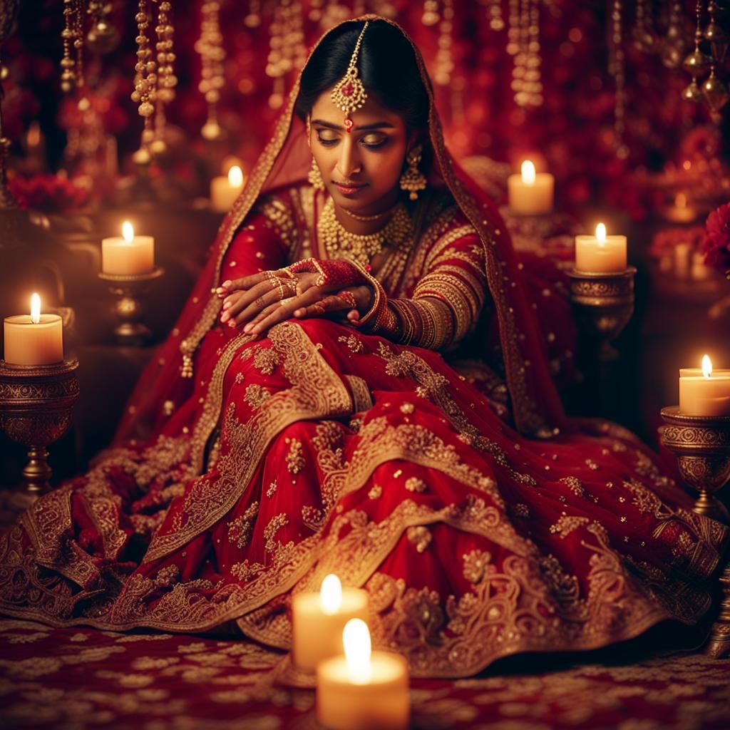 Cinematic Indian Bride in Red Lehenga