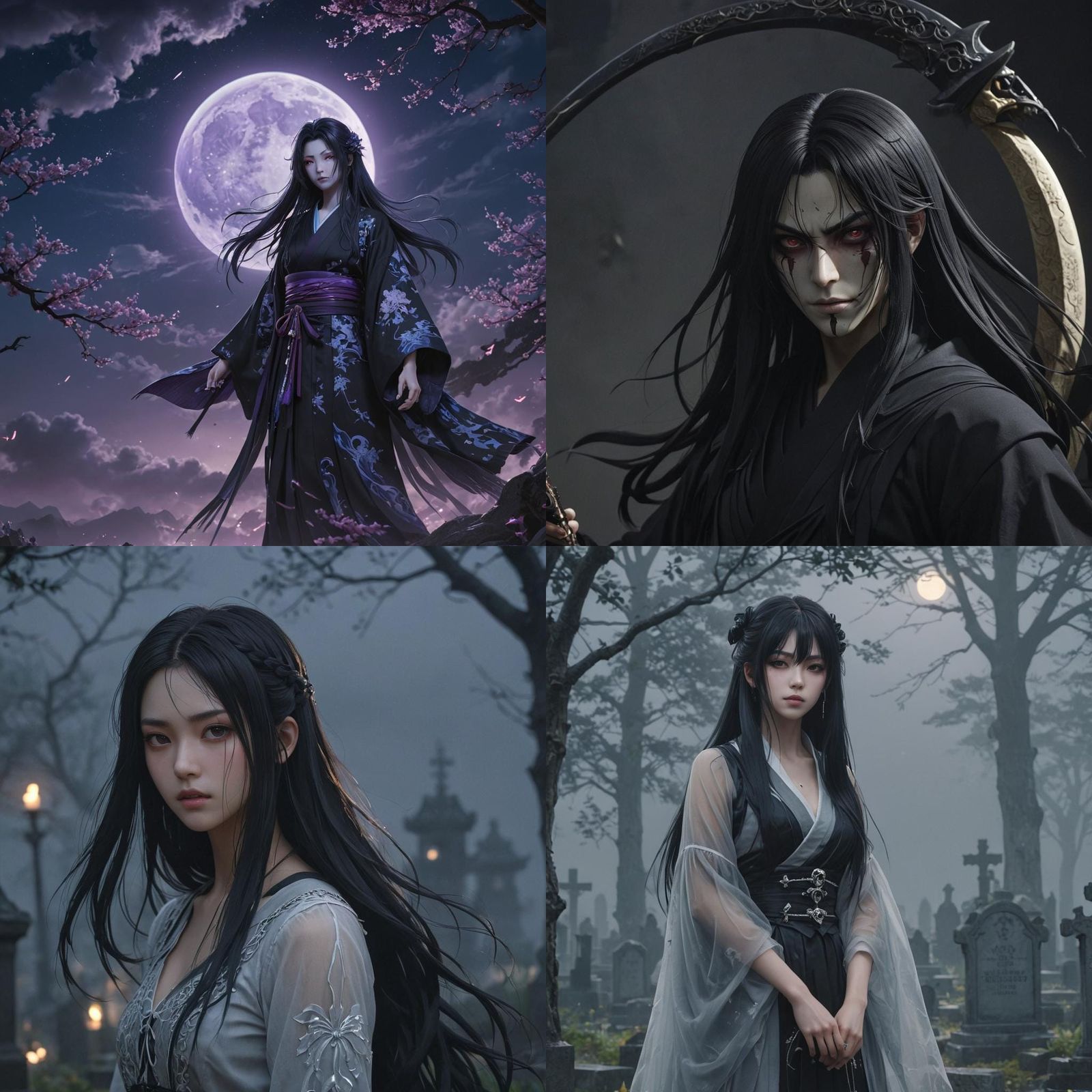 Black-Haired Shinigami in 3D Anime Style