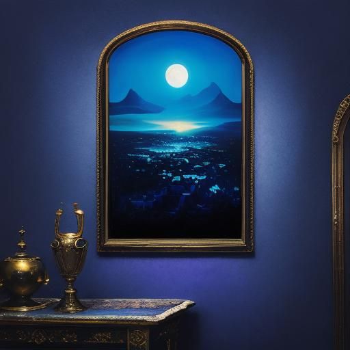 Surreal Night Sky Reflection in Oil Painting Style