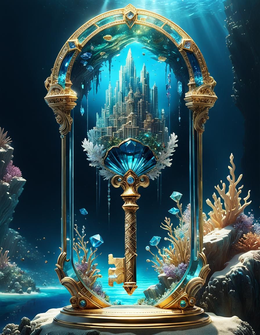 Crystal Key to Atlantis: Hyperrealistic Fantasy Art