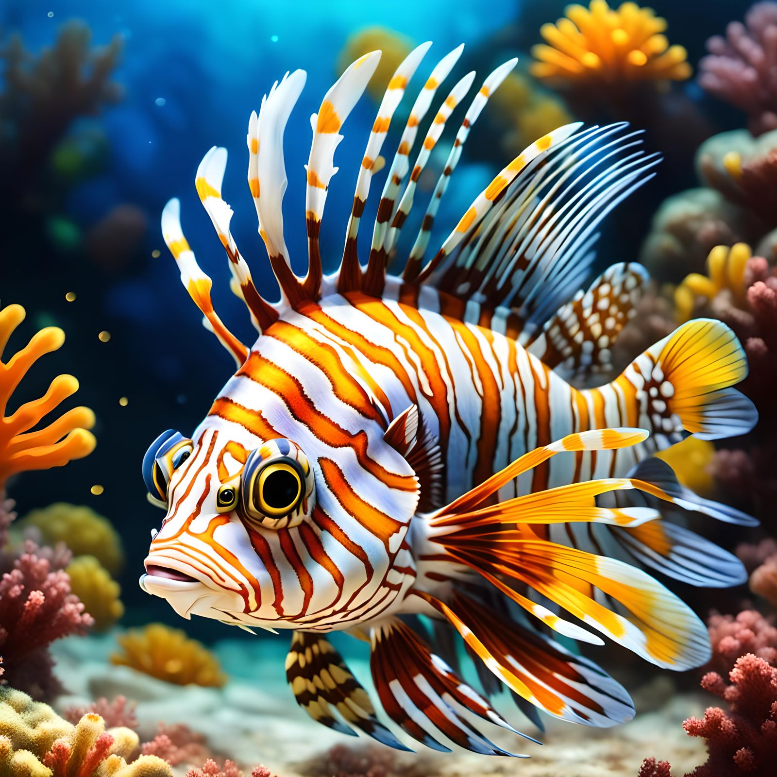 Cartoon Lionfish in Cameron Gray Style