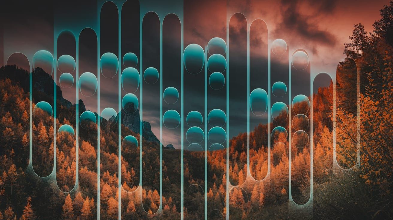 Ethereal Autumn Dreamscape with Vertical Bubbles