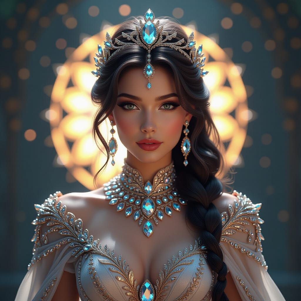 Topaz Gem Person Portrait in Dark Fantasy Style