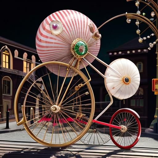 Giant Penny-Farthing Velocipede at Rail Junction