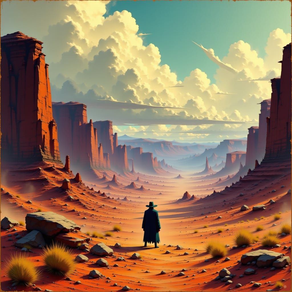 Cowboy at Slaughterhouse Canyon in Cinematic Style