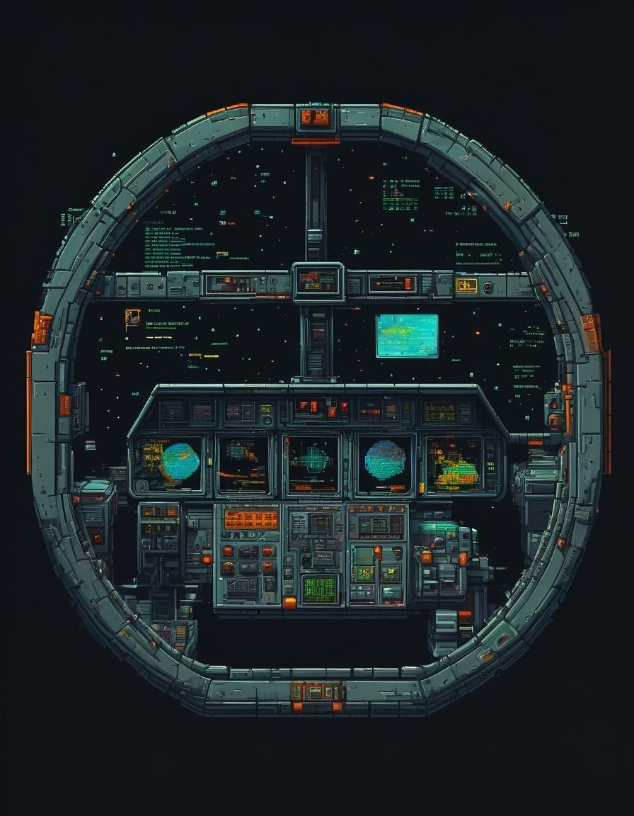 Pixel Art Hologram of a Pilot Cockpit