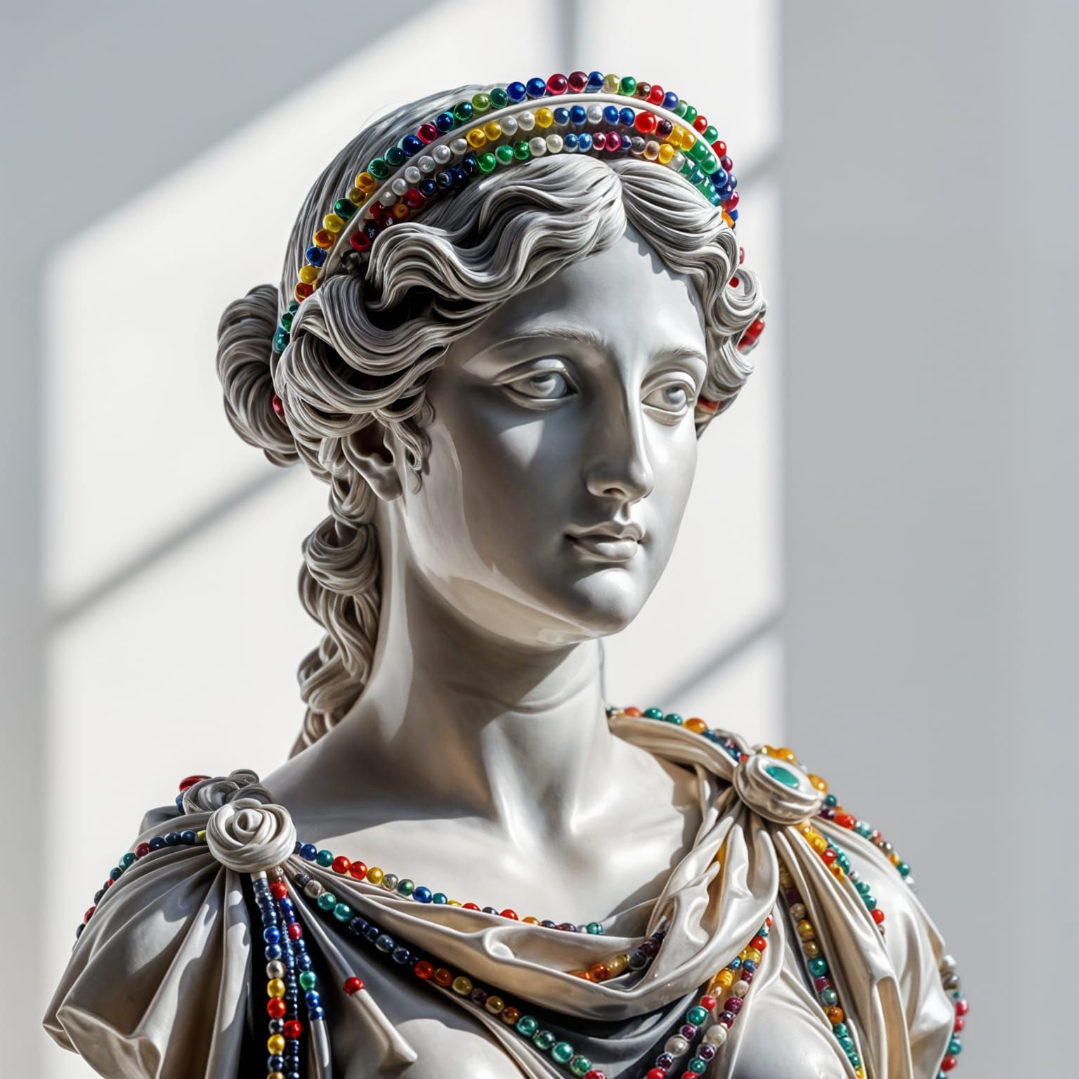 Glass Bead Sculpture of Woman in Classical Style