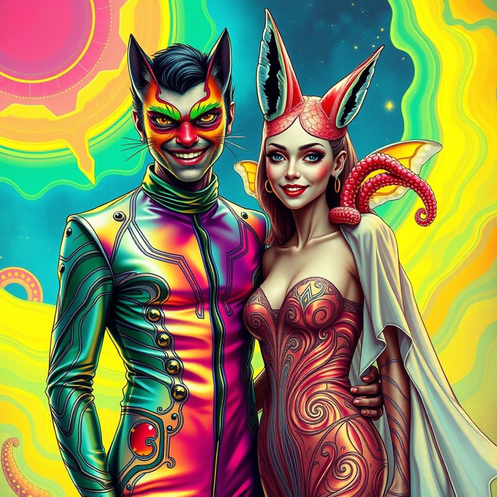 Futuristic Couple: 1960s Mod Culture Meets Alien Fashion in...