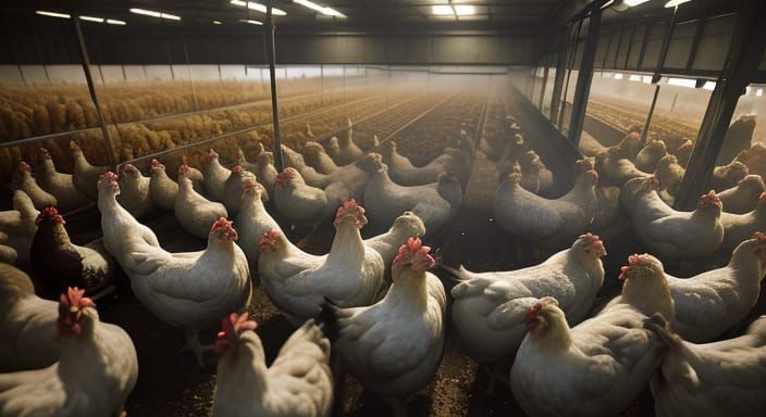 Industrial Broiler Farm in Hyperrealistic Detail