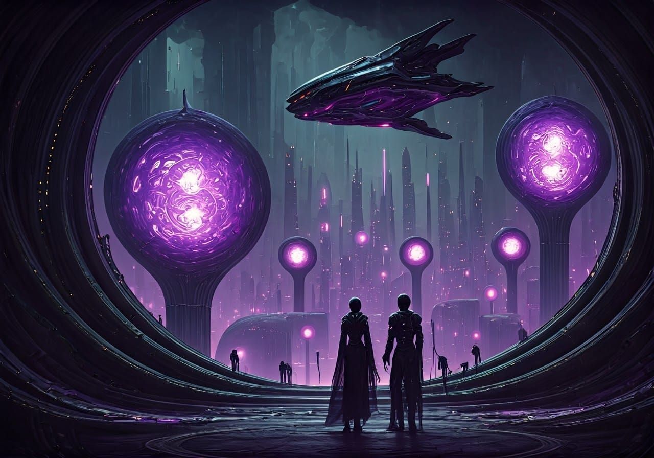 Cybernetic Hive City on Earth in Biomechanical Style