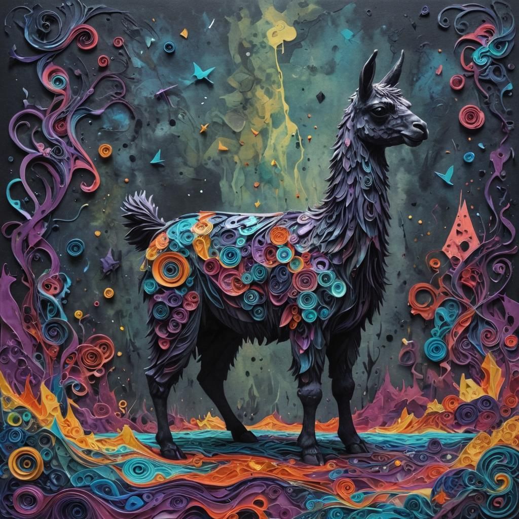 Mystical Llama in Dystopian Fantasy: Impasto Painting