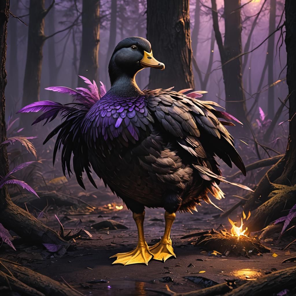 Survivalist Duck in Dark Fantasy Digital Painting