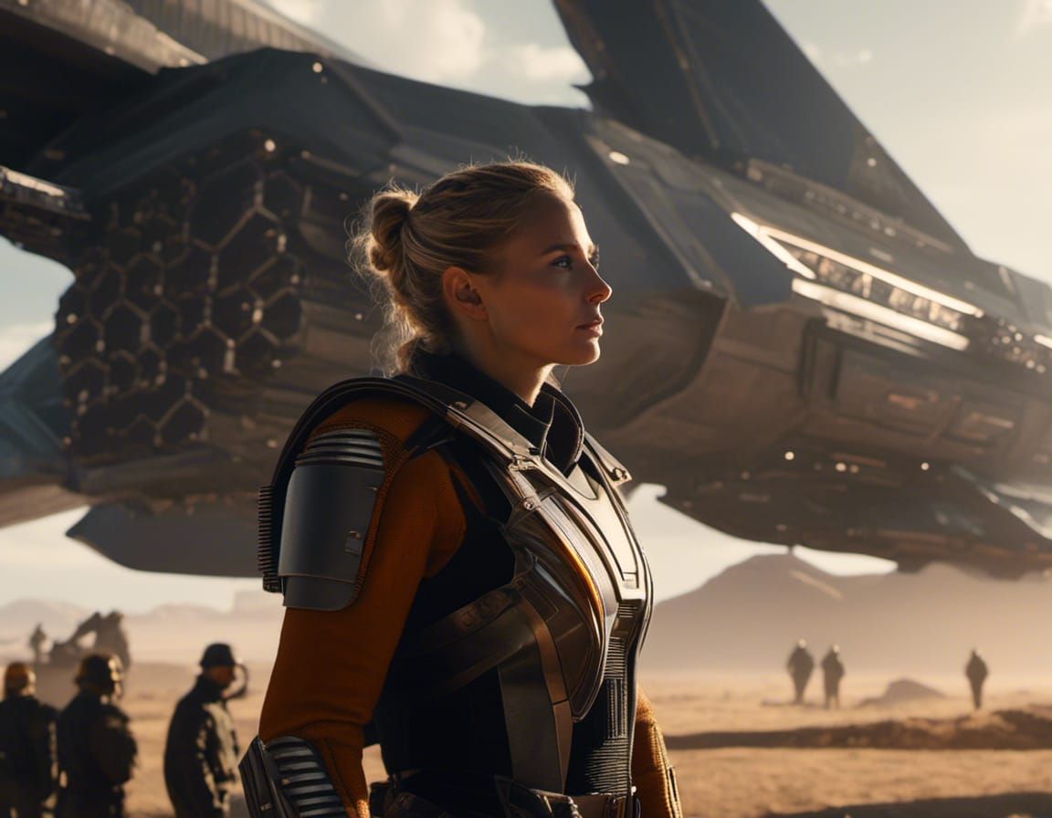 Futuristic Mars: Businessman Awaits Shuttle Landing