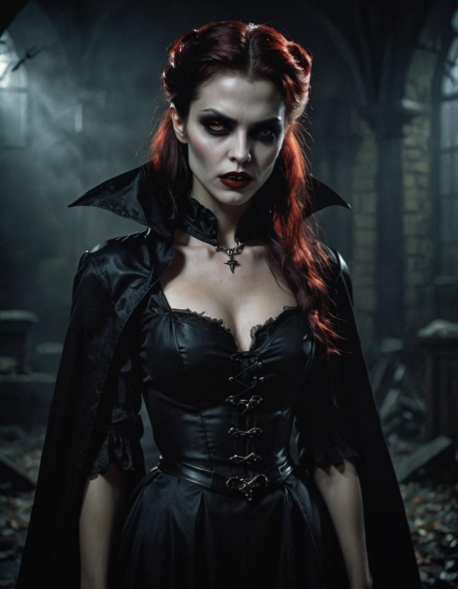 Female Vampire in 1990s Dark Fantasy Style