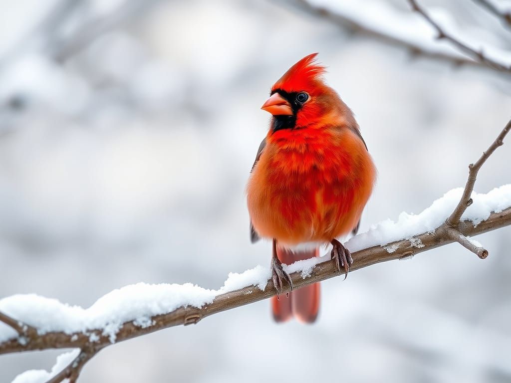 Vibrant American Cardinal in Winter Wonderland