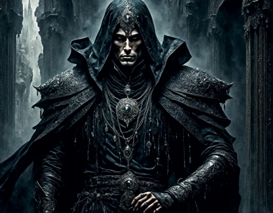 Dark Elf Portrait in Art Deco Oil Painting Style