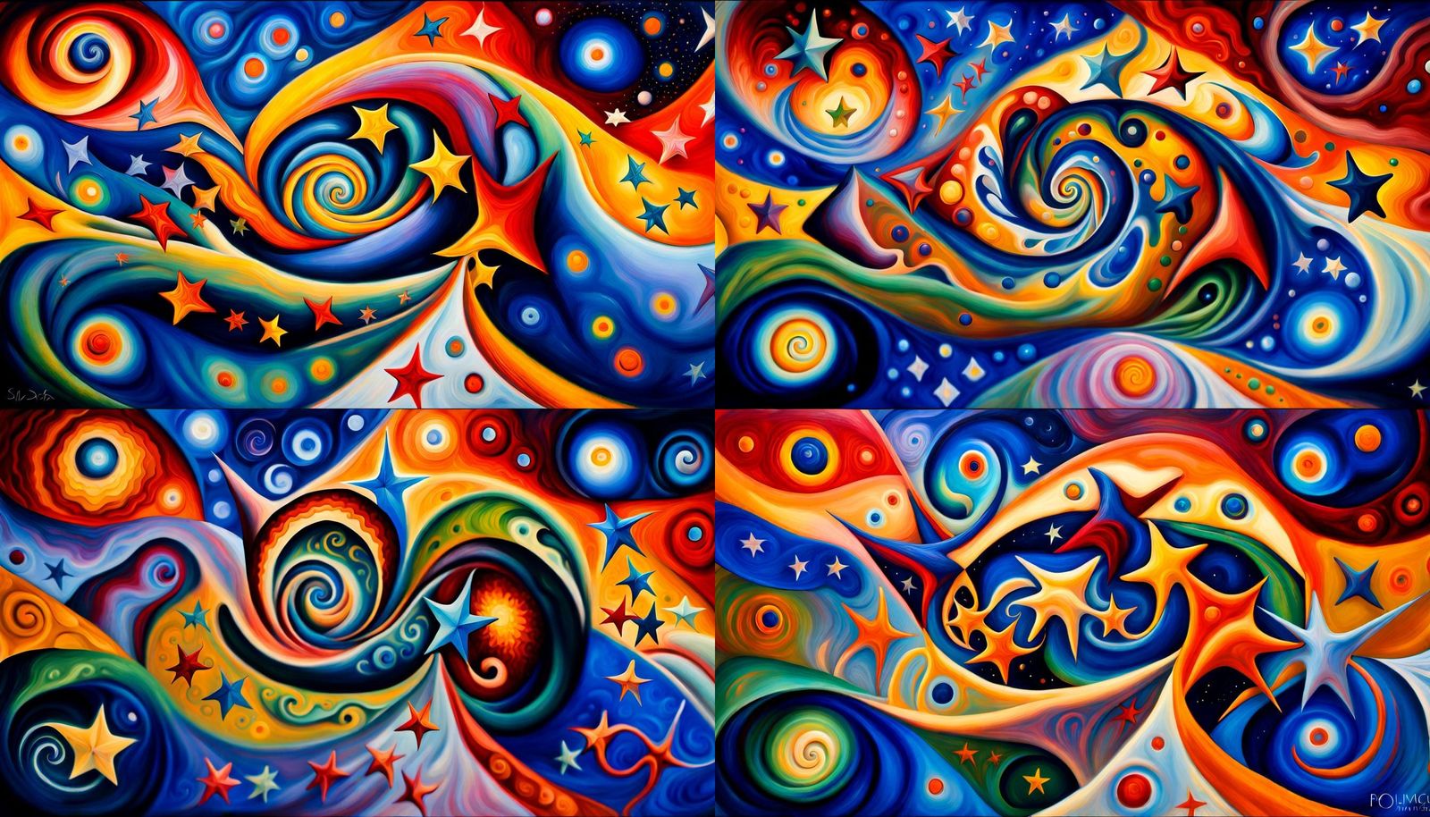 Cosmic Star Dance in Vivid Impasto Style
