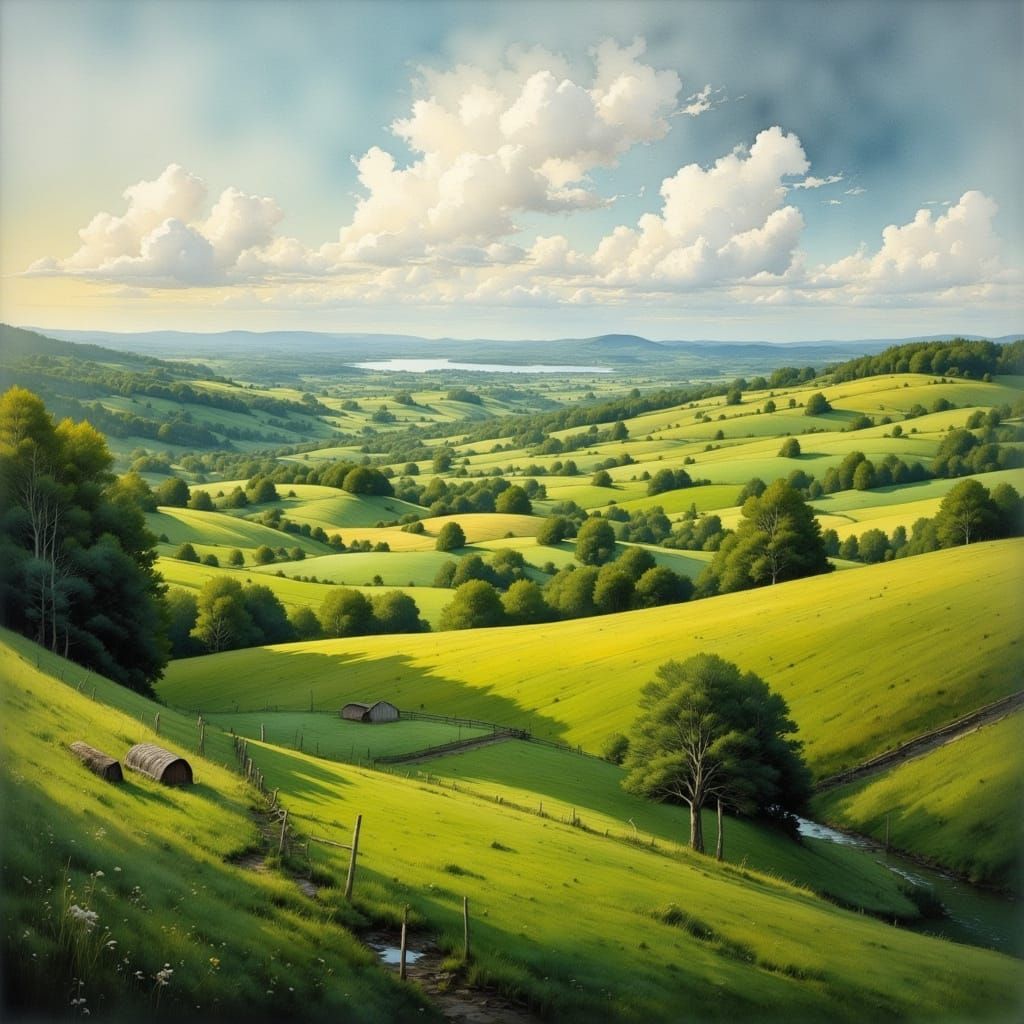 Romantic Schleswig-Holstein Pastures in Painterly Style