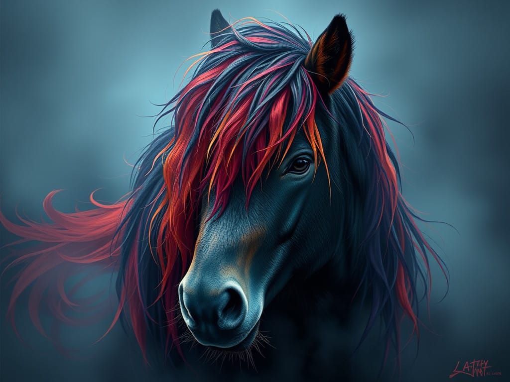 Ethereal Highland Pony in Vibrant Scottish Mist